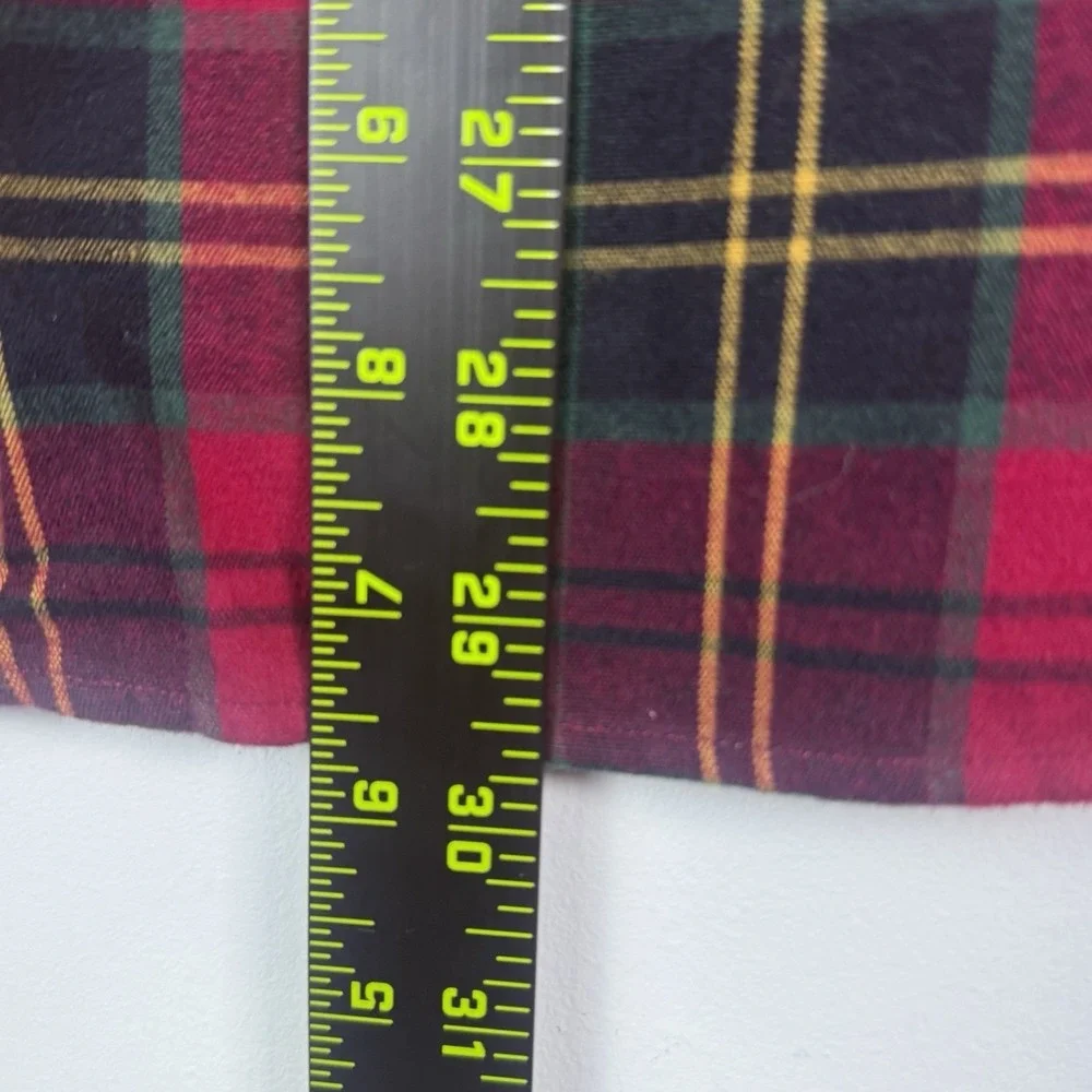 Polo Ralph Lauren Mens Medium Red Black Tartan Oxford Sport Shirt Cotton Pocket